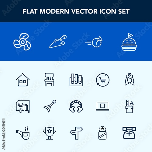 Modern, simple vector icon set with delivery, retail, comfortable, analysis, headset, ventilator, van, medical, interior, audio, night, food, car, white, sandwich, healthcare, house, music, cool icons