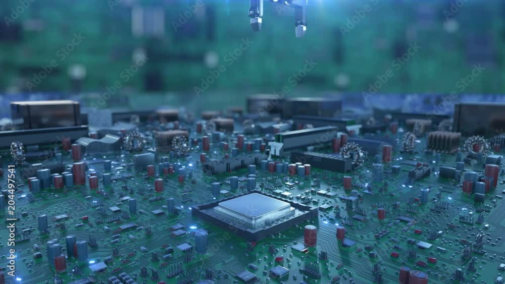 Beautiful Process of Robotic Arm Placing Processor on Circuit Board ...