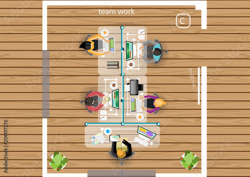 Business Meeting Training  Brainstorm for Success Creativity  Idea and  Plan  think analyze creative work,flat design illustration.