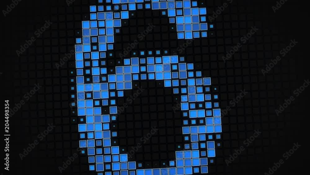 Countdown with numbers of blue pixels. Computer generated animation 4k UHD (3840x2160)
Countdown with numbers of blue pixels. Computer generated animation 4k UHD (3840x2160)