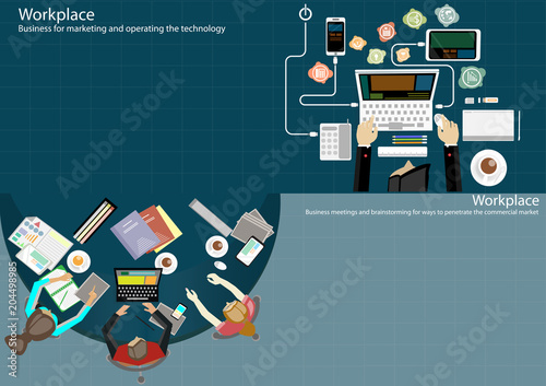Business Meeting Training  Brainstorm for Success Creativity  Idea and  Plan  think analyze creative work,flat design illustration.