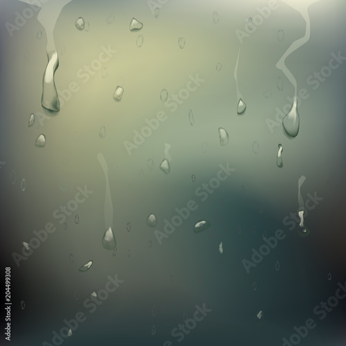 Wet Glass Vector. Rain Drops. Steam Shower. Realistic Illustration