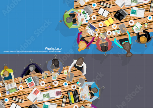 Business Meeting Training  Brainstorm for Success Creativity  Idea and  Plan  think analyze creative work,flat design illustration.