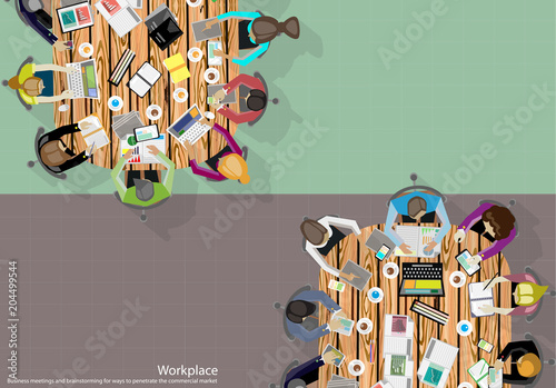 Business Meeting Training  Brainstorm for Success Creativity  Idea and  Plan  think analyze creative work,flat design illustration.