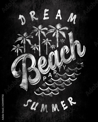 watercolour slogan graphic with palm trees