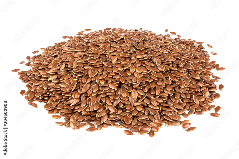 Linseed on a white background. Also known as Linseed, Flaxseed and Common Flax. Pile of grains, isolated white background. Linseed on a white background. Also known as Linseed, Flaxseed and Common Flax. Pile of grains, isolated white background.