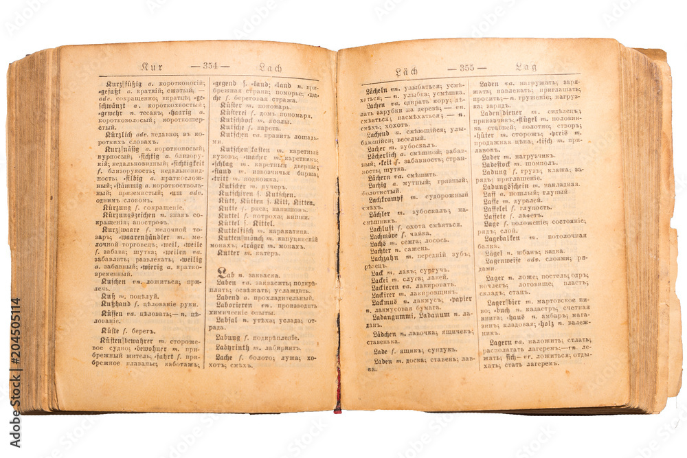 Obraz premium Old German-Russian dictionary, isolate