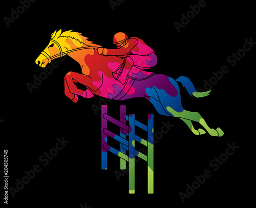 Riding horse, Race horse, Jockey Equestrian designed using colorful graphic vector..