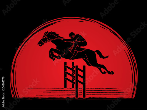 Riding horse, Race horse, Jockey Equestrian designed on sunlight background graphic vector.