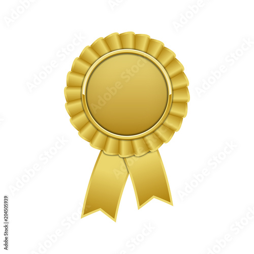 Gold award rosette with ribbon
