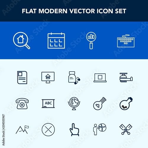 Modern, simple vector icon set with globe, cell, keyboard, magnifying, air, map, vitamin, pharmacy, technology, property, personal, home, business, work, background, estate, black, health, sign icons