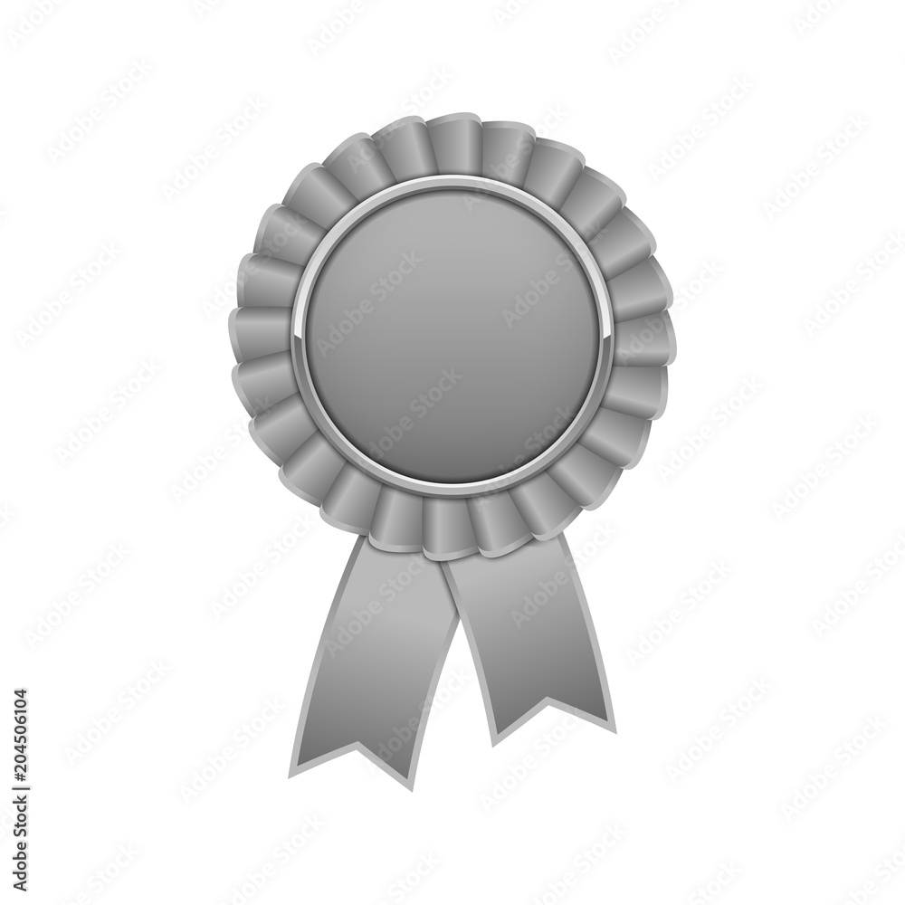 Silver grey award rosette with ribbon