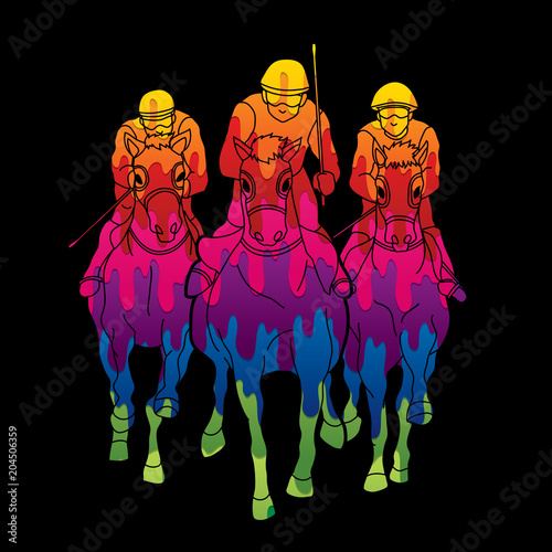 Riding horse, Race horse, Jockey Equestrian designed using colorful graphic vector..