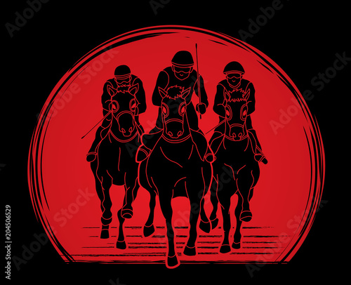 Riding horse, Race horse, Jockey Equestrian designed on sunlight background graphic vector.