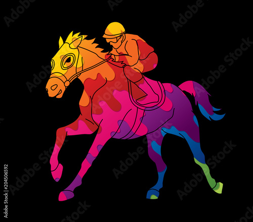 Riding horse, Race horse, Jockey Equestrian designed using colorful graphic vector..