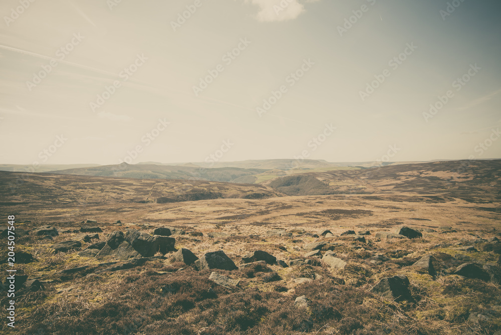 Foggy Peak District landscape