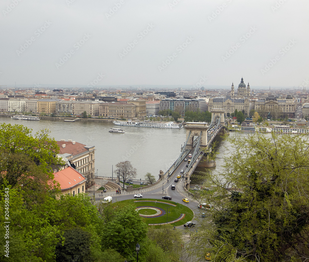 Budapest, Hungary - 17 April 2018: a panorama of the city.