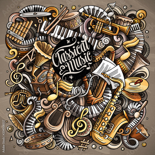 Canvas Print Cartoon vector doodles Classic music illustration