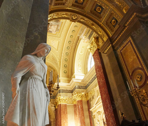 Budapest, Hungary - 17 April 2018: St. Stephen's Basilica interior.