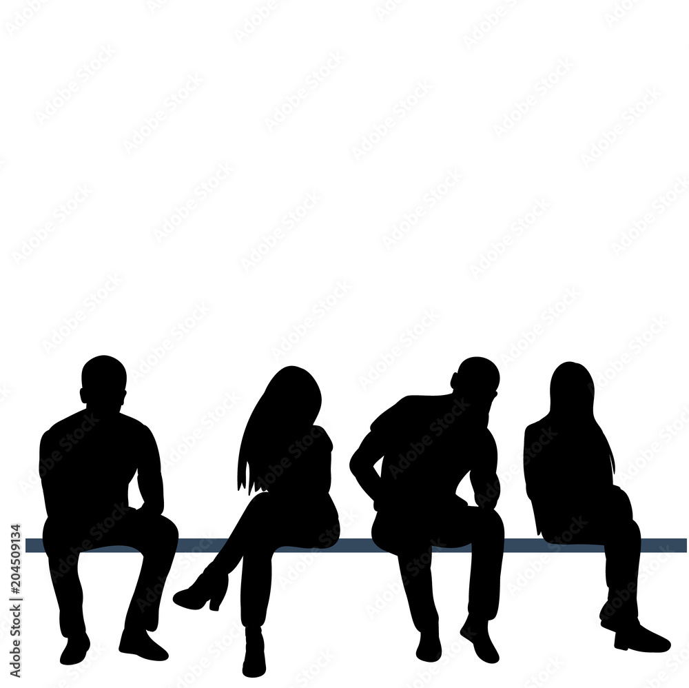 isolated, silhouette people sitting