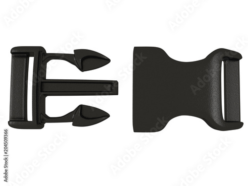 Fotografie black plastic buckle on an isolated white background