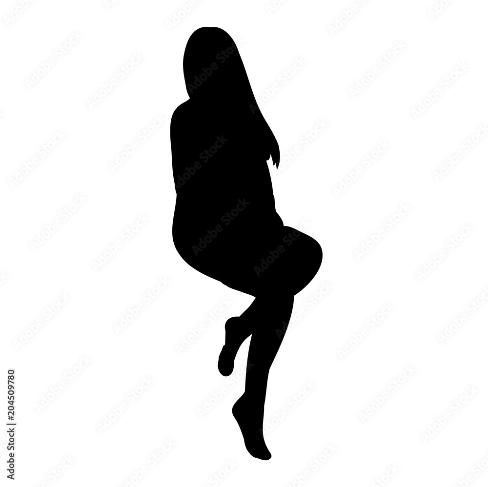  icon, silhouette girl sitting