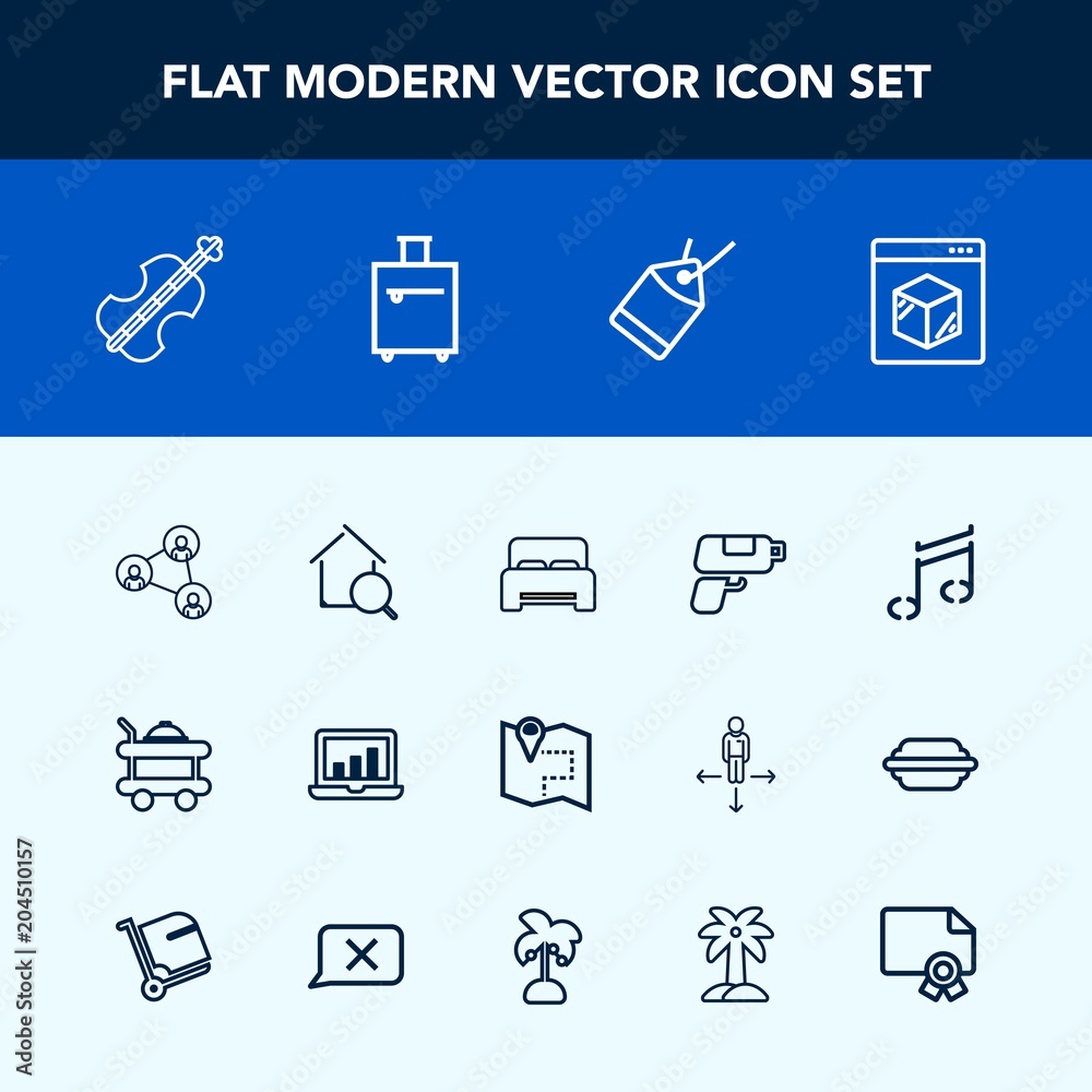 Modern, simple vector icon set with note, musical, delivery, graphic, luggage, label, sound, road, technology, furniture, cello, sale, bag, home, map, location, internet, room, gun, screen, real icons Modern, simple vector icon set with note, musical, delivery, graphic, luggage, label, sound, road, technology, furniture, cello, sale, bag, home, map, location, internet, room, gun, screen, real icons