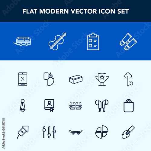 Fototapeta Naklejka Na Ścianę i Meble -  Modern, simple vector icon set with suit, vintage, male, fight, transportation, cigarette, transport, lock, subscription, object, search, address, connection, construction, old, fire, flame, tie icons