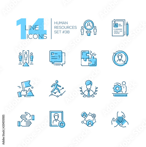 Human resources - set of line design style icons