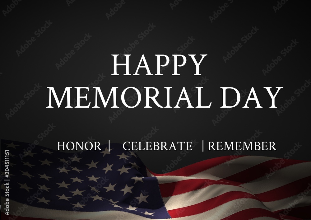 Obraz premium Memorial day text with USA flag