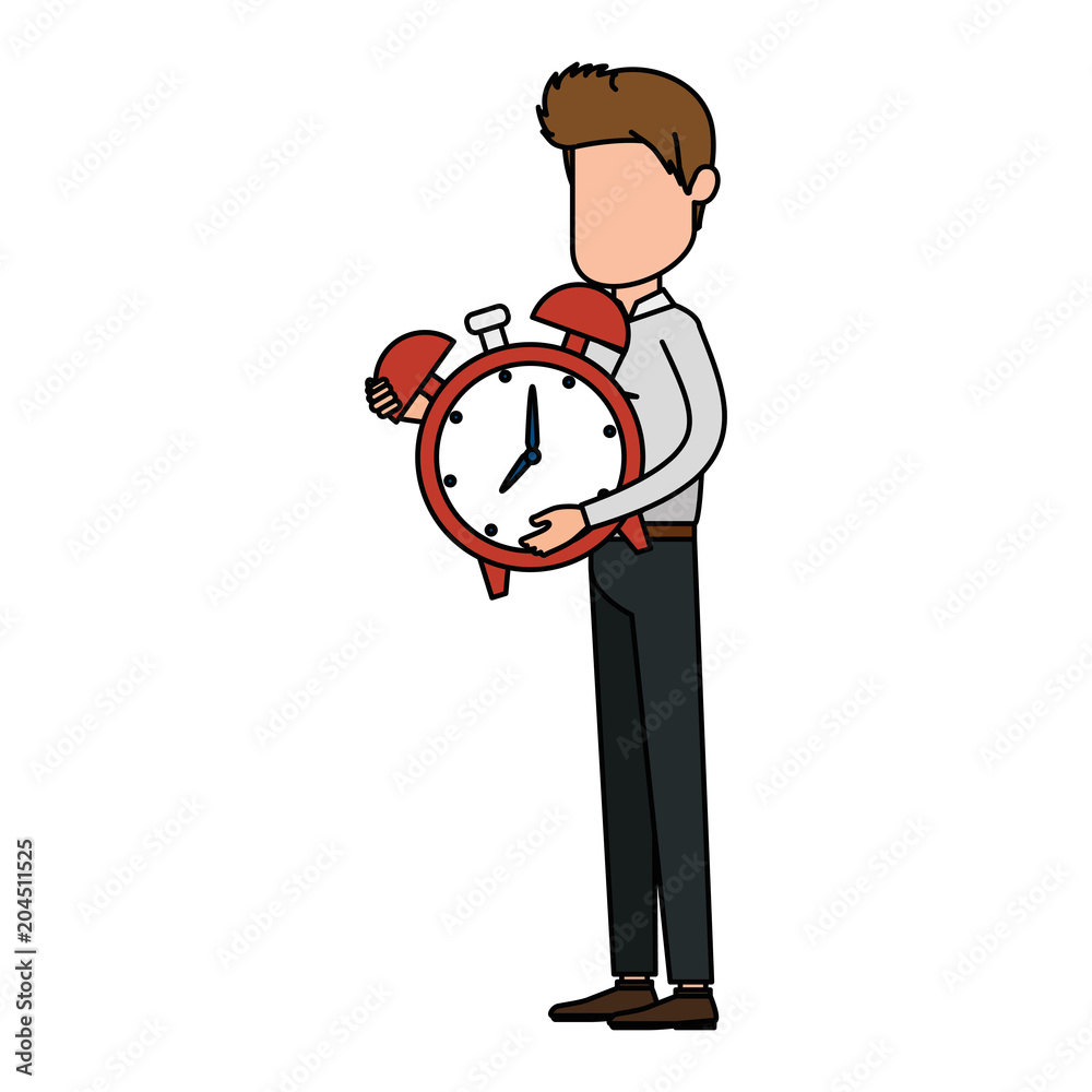 businessman sad with alarm clock avatar character vector illustration design businessman sad with alarm clock avatar character vector illustration design