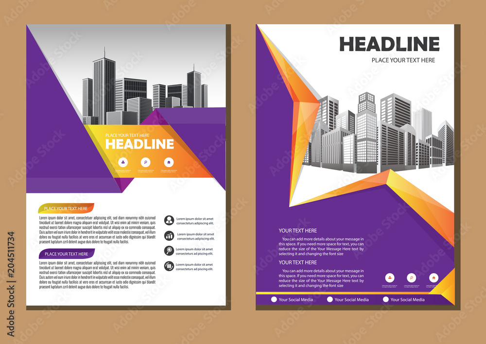 Brochure design, cover modern layout, annual report, poster, flyer in A4 with colorful triangles, geometric shapes for tech, science, market with light background