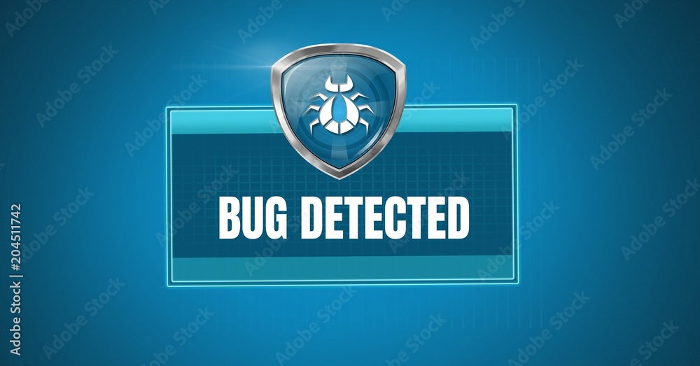 Antivirus bug detected and security protection shield Antivirus bug detected and security protection shield