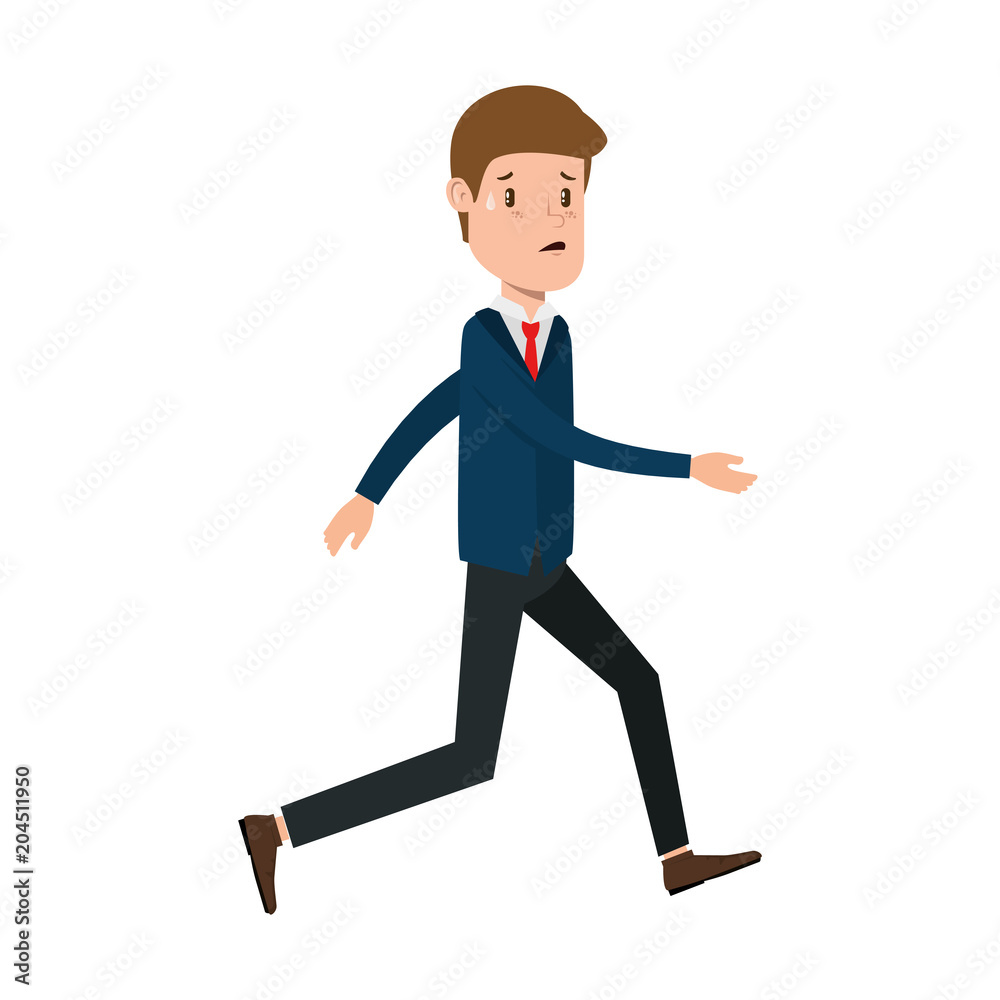 businessman sad running avatar character vector illustration design