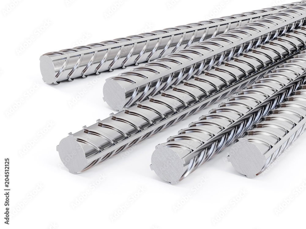 3d steel reinforcements rebar, metal or construction industry on white  background Stock Photo | Adobe Stock