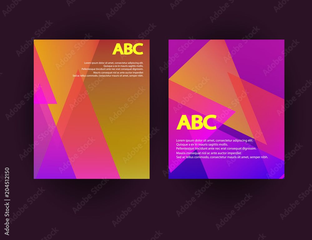 Original Presentation templates. Set of vector abstract posters with geometric gradient shapes.