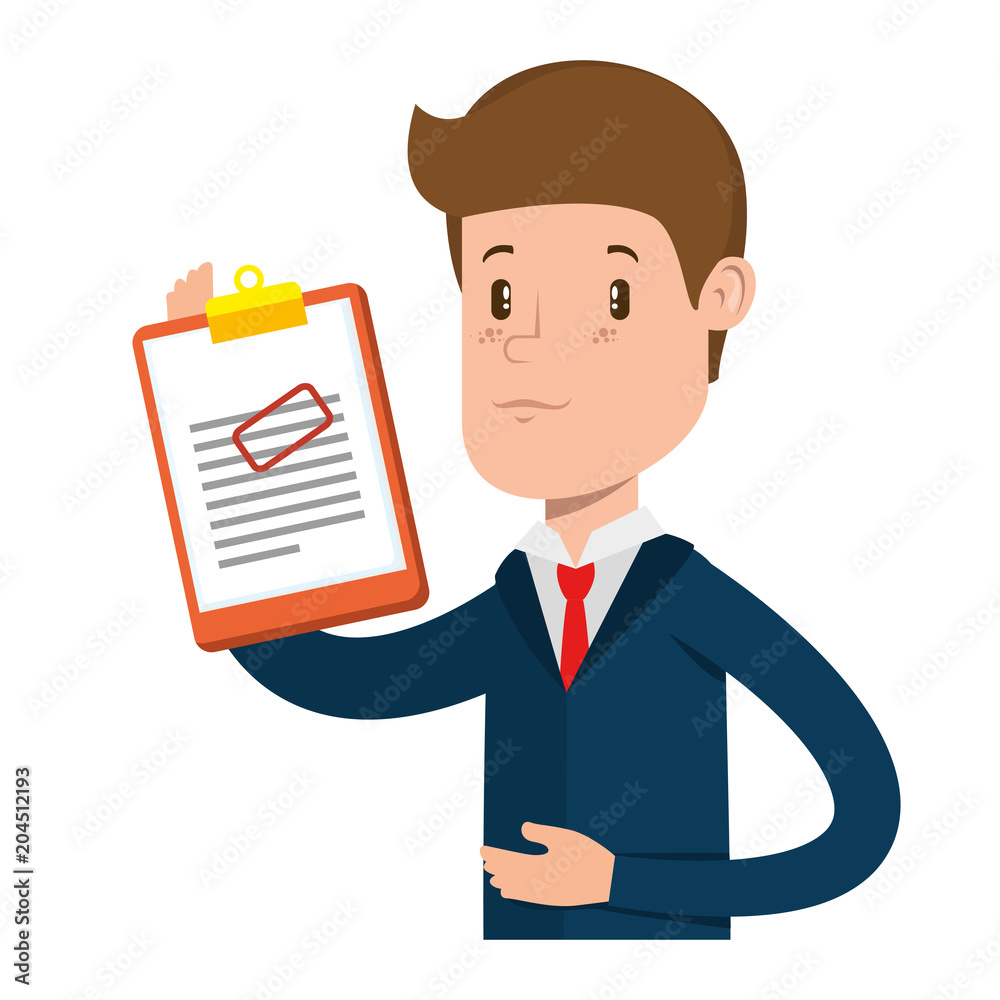 businessman sad with clipboard avatar character vector illustration design businessman sad with clipboard avatar character vector illustration design