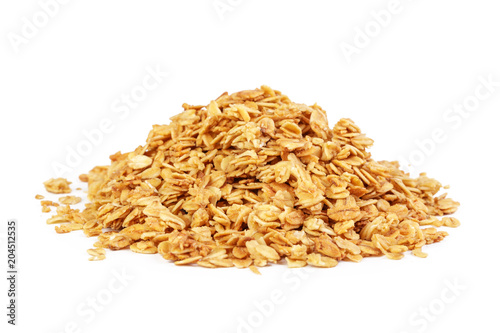 Canvas Print Oat Granola breakfast cereal isolated on white background