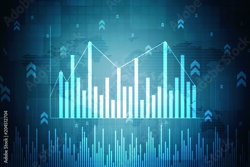 2d rendering Stock market online business concept. business Graph 