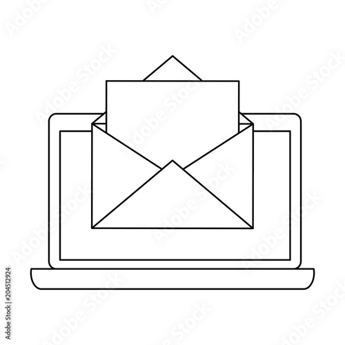 laptop computer with envelope mail vector illustration design