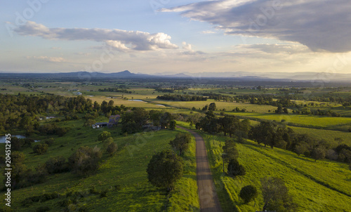 Aerial drone view over the scenic rim in Queensland  Australia