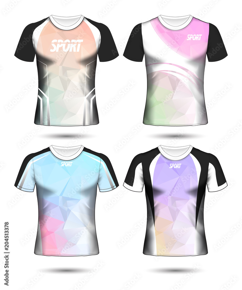 Set of Soccer sport t-shirt layout design poly template and polo shirt vector illustration Set of Soccer sport t-shirt layout design poly template and polo shirt vector illustration