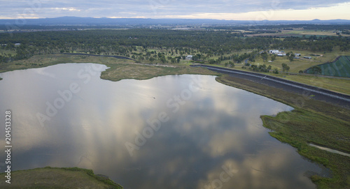 Aerial drone views of Wivenhoe Dam in Queensland, Australia © Melanie