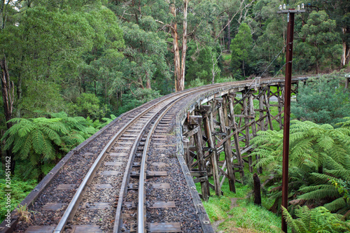 Obraz na płótnie The iconic Pulling Billy Steam trestle bridge in the Dandenong Ranges on 27th April 2012 w salonie