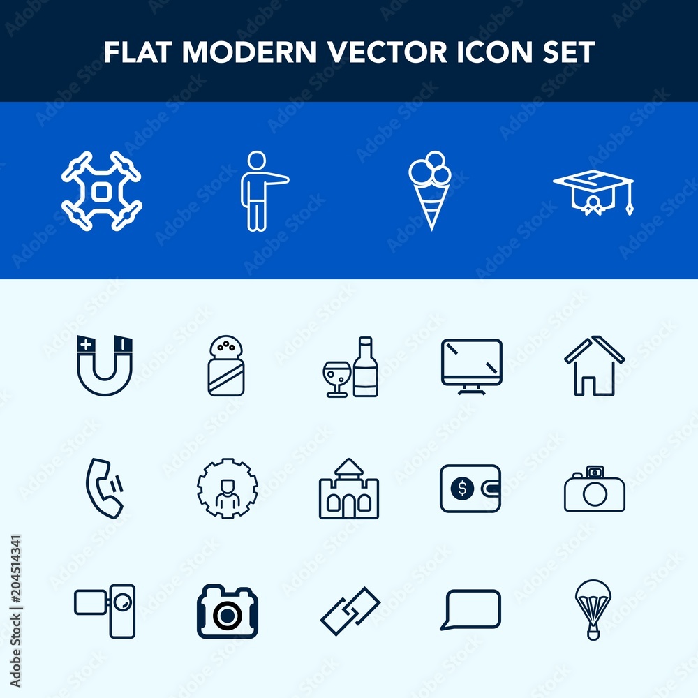 Modern, simple vector icon set with people, salt, monitor, food, drone, school, tower, control, showing, college, dessert, pointing, drink, glass, wine, field, education, cell, alcohol, house icons Modern, simple vector icon set with people, salt, monitor, food, drone, school, tower, control, showing, college, dessert, pointing, drink, glass, wine, field, education, cell, alcohol, house icons