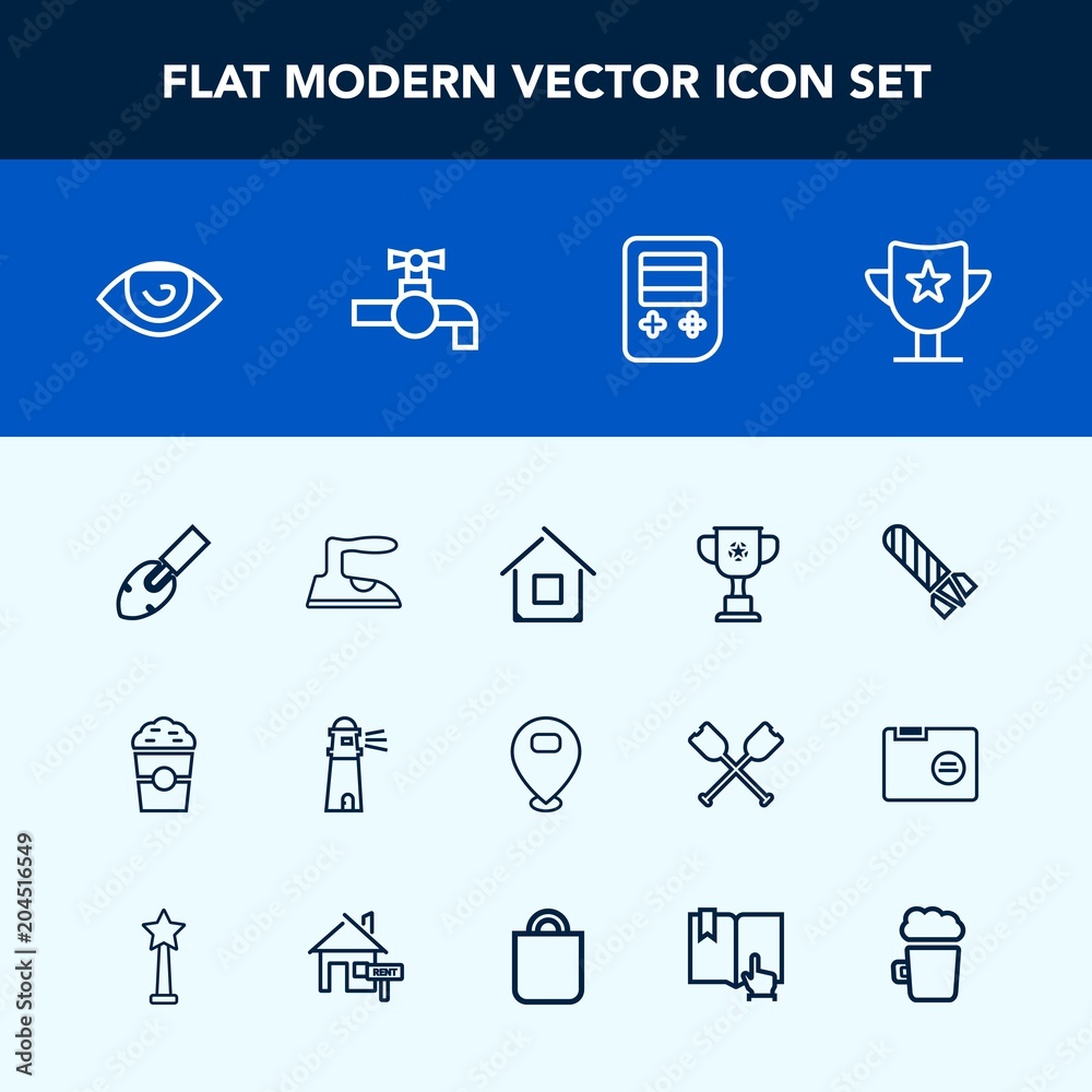 Modern, simple vector icon set with shop, equipment, house, housework, architecture, arrow, danger, win, competition, human, explosion, light, water, iron, ocean, cafe, technology, power, award icons Modern, simple vector icon set with shop, equipment, house, housework, architecture, arrow, danger, win, competition, human, explosion, light, water, iron, ocean, cafe, technology, power, award icons