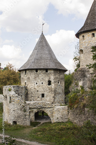 Medieval tower in the Old Town of the Kamyanets-Podilsky. Ukraine