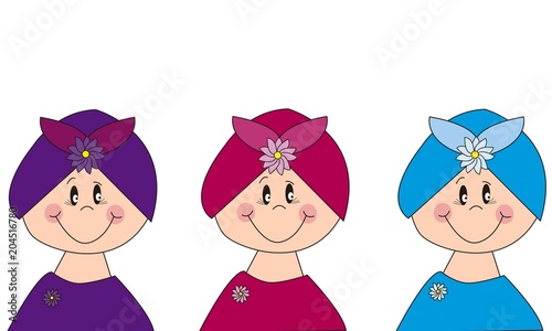 Caras de mujeres felices.