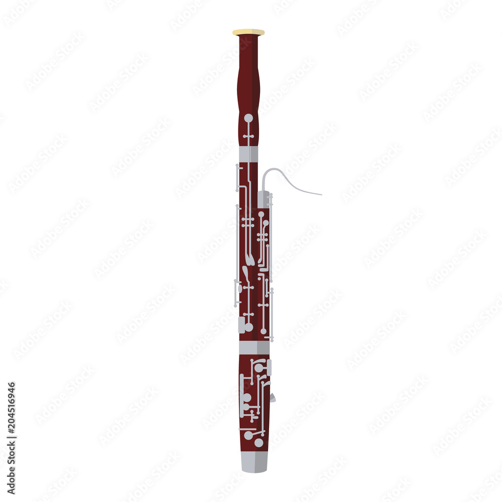 Fototapeta premium Vector illustration of a bassoon in cartoon style isolated on white background
