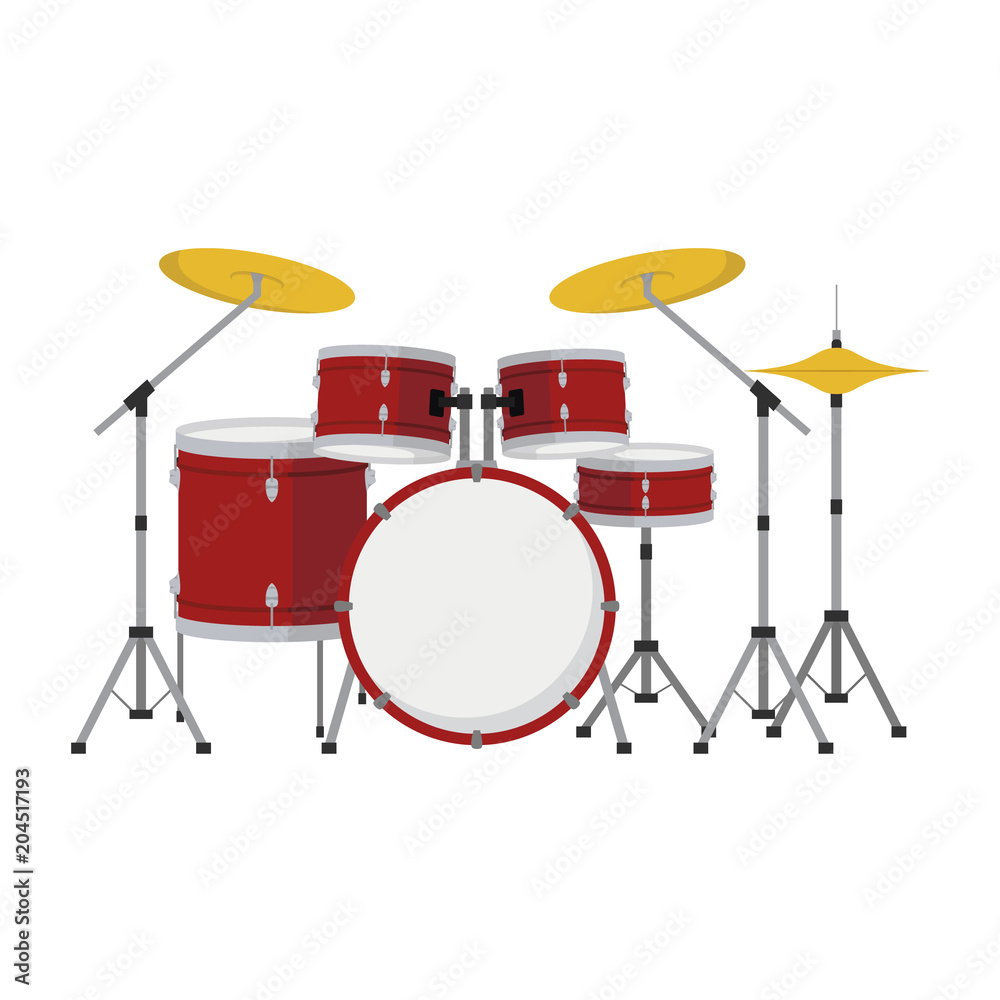 Fototapeta premium Vector illustration of a drum set in cartoon style isolated on white background